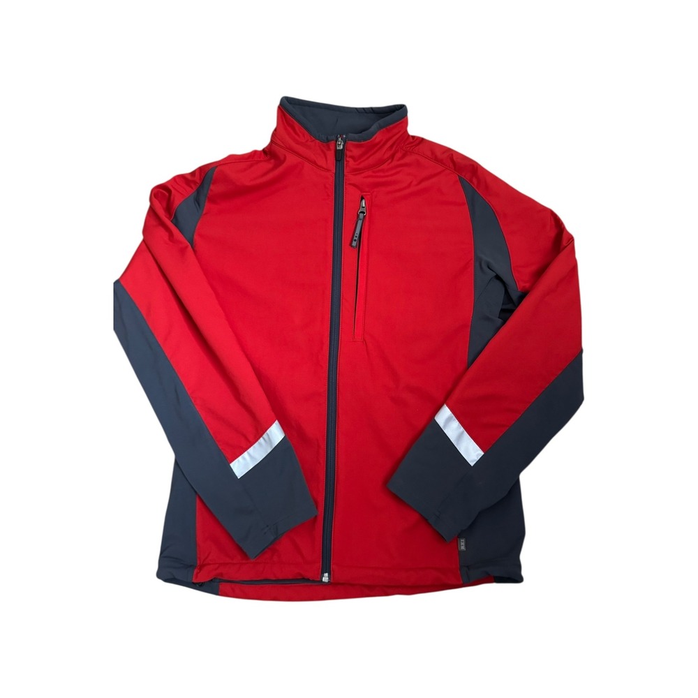 REI Mens Full Zip‎ Jacket Reflective Outdoor Hiking Active Red Gray Mens M
